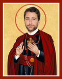 funny saint Charlie Day Always Sunny in Philadelphia celebrity prayer candle gift