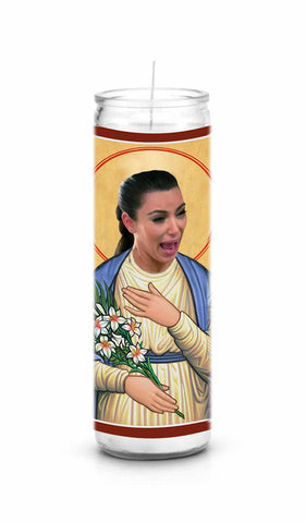 Crying Kim Kardashian Saint Celebrity Pop Culture Prayer Candle