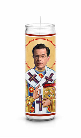 Stephen Colbert Funny Novelty Saint Celebrity Prayer Candle Gift